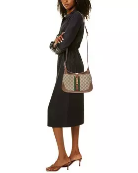 Маленькая сумка через плечо Gucci Jackie 1961 GG Supreme из кожи и ткани, коричневый