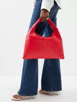 Маленькая сумка через плечо hop из кожи intrecciato Bottega Veneta, красный