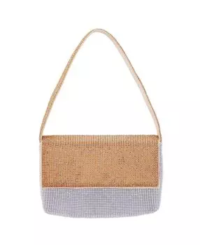 Маленькая сумка через плечо из цветной сетки с кристаллами Nina, золотой