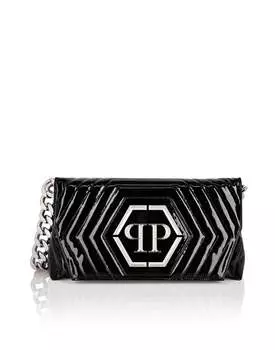 Маленькая сумка через плечо из лакированной кожи Stones Philipp Plein, черный