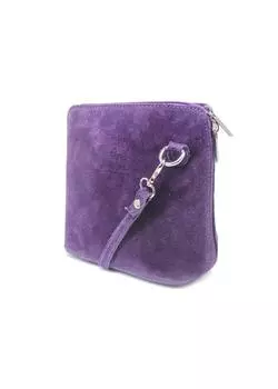 Маленькая сумка через плечо из натуральной итальянской замши на молнии Kitise, фиолетовый