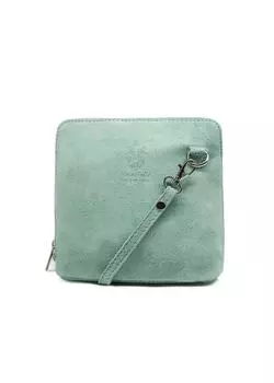 Маленькая сумка через плечо из натуральной итальянской замши на молнии Kitise, зеленый