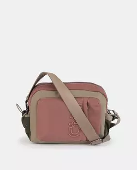 Маленькая сумка через плечо из нейлона бежевого цвета с контрастными деталями Caminatta, бежевый