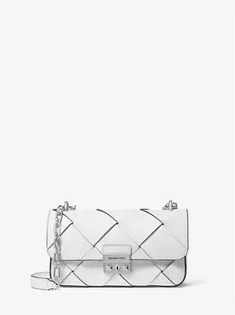 Маленькая сумка через плечо из плетеной кожи Tribeca Michael Kors, белый