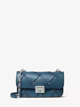 Маленькая сумка через плечо из плетеной кожи Tribeca Michael Kors, синий