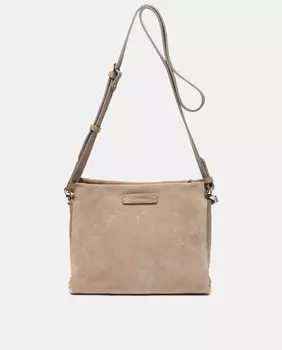 Маленькая сумка через плечо из серо-коричневой кожи с декоративной цепочкой Abbacino