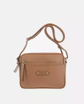 Маленькая сумка через плечо из ткани и кожи с внешними карманами El Potro, коричневый