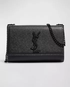 Маленькая сумка через плечо Kate YSL из зерненой кожи Saint Laurent, цвет Black
