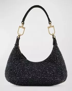 Маленькая сумка через плечо La Prima с кристаллами Giorgio Armani, цвет Solid Black