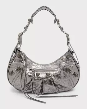 Маленькая сумка через плечо Le Cagole, металлизированная Balenciaga