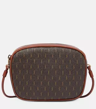 Маленькая сумка через плечо Le Monogramme из парусины Saint Laurent, коричневый