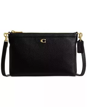 Маленькая сумка через плечо Legacy с верхом на молнии из изысканной галечной кожи Coach, коричневый