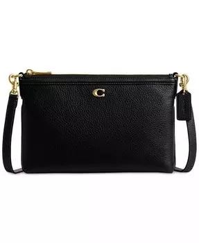 Маленькая сумка через плечо Legacy с верхом на молнии из изысканной галечной кожи Coach, красный