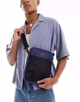 Маленькая сумка через плечо Levi's с двумя ремешками и логотипом North-South в темно-синем/синем цвете
