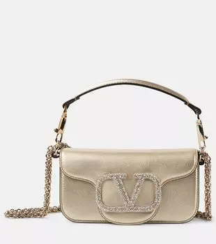 Маленькая сумка через плечо loc из металлизированной кожи Valentino Garavani, золото