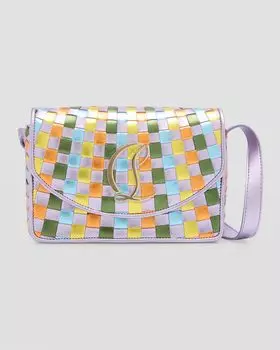 Маленькая сумка через плечо Loubi54 из плетеной кожи цвета металлик Christian Louboutin, цвет Multi