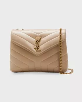 Маленькая сумка через плечо Loulou YSL из стеганой кожи Saint Laurent, цвет Dark Beige