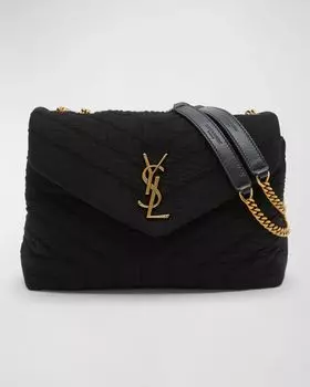 Маленькая сумка через плечо Loulou YSL из стеганой ткани Saint Laurent, цвет Black