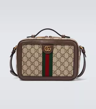 Маленькая сумка через плечо Ophidia из парусины Gucci, бежевый