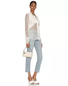 Маленькая сумка через плечо Rockstud Valentino Garavani, цвет Light Ivory