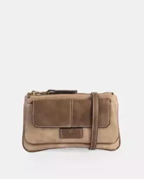 Маленькая сумка через плечо с эффектом поношенности, двойное отделение на молнии, внешний карман на клипсе с клапаном Pepe Moll, серый