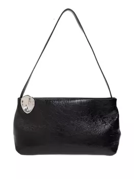 Маленькая сумка через плечо с декоративной пластинкой Jil Sander, черный