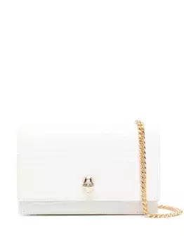 Маленькая сумка через плечо с декором Skull Alexander McQueen, белый
