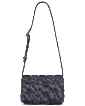 Маленькая сумка через плечо с кассетой Bottega Veneta, цвет Indigo & Gold