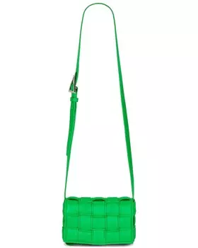 Маленькая сумка через плечо с кассетой Bottega Veneta, цвет Parakeet & Silver