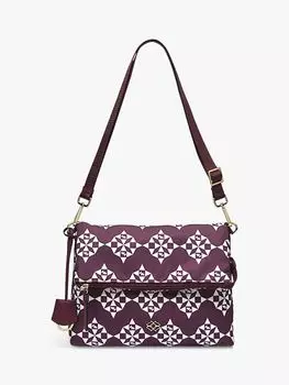 Маленькая сумка через плечо с клапаном 24/7 Radley, темно-вишневый/белый