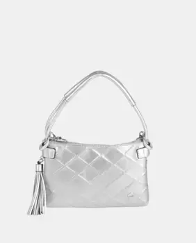 Маленькая сумка через плечо с одной ручкой из серебристого полиуретана, сочетающая в себе текстуру и гладкость, всегда в тон Volum