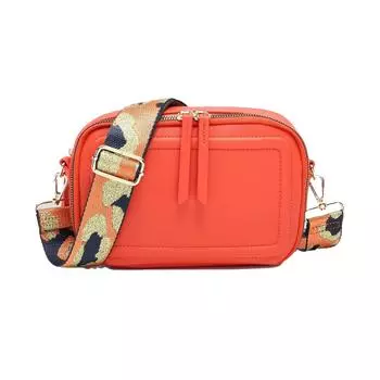 Маленькая сумка через плечо с отделениями на молнии с двойной лентой и холщовым ремешком Kitise, оранжевый