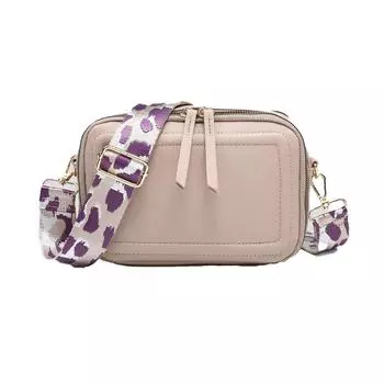 Маленькая сумка через плечо с отделениями на молнии с двойной лентой и холщовым ремешком Kitise, бежевый