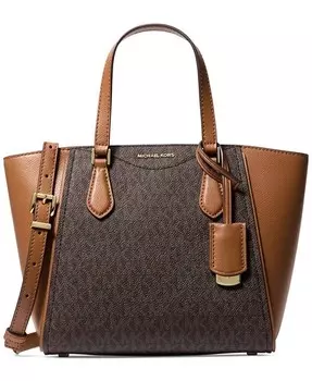 Маленькая сумка через плечо с откидным верхом и молнией с логотипом Taryn Michael Kors, бежевый