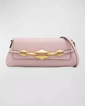 Маленькая сумка через плечо с тиснением в виде ромбовидной ящерицы Jimmy Choo, цвет Rose