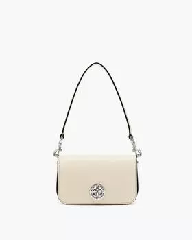 Маленькая сумка через плечо с застежкой-логотипом Marc Jacobs, цвет Marshmallow
