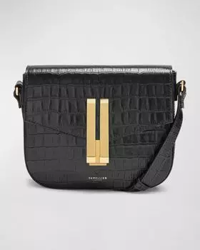 Маленькая сумка через плечо Vancouver из крокодиловой кожи DeMellier, цвет Black Croc Effect