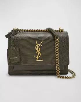 Маленькая сумка через плечо YSL Lizard Sunset Saint Laurent, цвет Seaweed