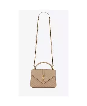 Маленькая сумка College из стеганой кожи Saint Laurent, цвет Tan/Beige