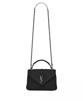 Маленькая сумка College из стеганой кожи Saint Laurent, цвет Black