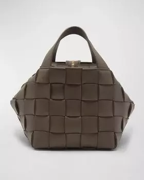 Маленькая сумка для кассет для боулинга Bottega Veneta, цвет Taupe Grey-Gold