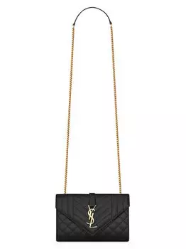 Маленькая сумка Envelope из кожи с тиснением Mix Matelasse Grain De Poudre Saint Laurent