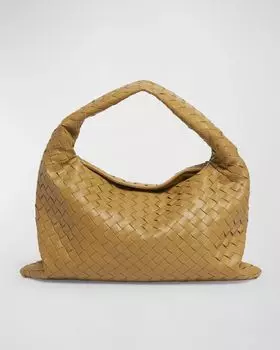 Маленькая сумка-хобо Hop Bottega Veneta, цвет Dark Praline