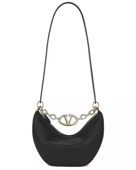 Маленькая сумка-хобо с V-образным логотипом Gate Valentino Garavani, цвет Nero