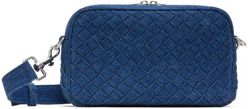 Маленькая сумка Intreccio цвета индиго Bottega Veneta, цвет Indigo/Silver