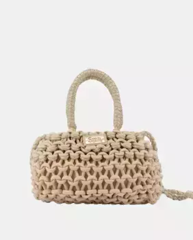 Маленькая сумка из плетеного хлопка и металлической веревки Sim Sastre, бежевый