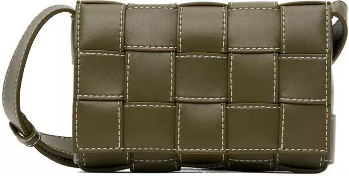 Маленькая сумка-кассета цвета хаки Bottega Veneta