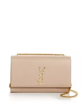 Маленькая сумка Kate из кожи с тиснением Grain De Poudre Saint Laurent, цвет Tan/Beige