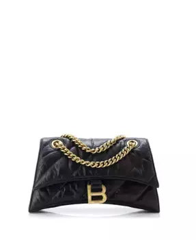 Маленькая сумка-клапан Crush Chain, стеганая, из мятой телячьей кожи Pre-Owned Balenciaga, черный
