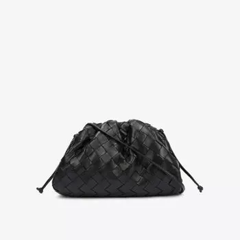 Маленькая сумка-клатч из интрреччиато из кожи Bottega Veneta, черный